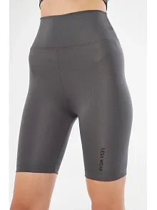 Yüksek Bel Biker Sporcu Şort - Füme