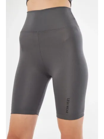 Yüksek Bel Biker Sporcu Şort - Füme