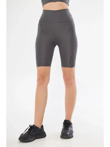 Yüksek Bel Biker Sporcu Şort - Füme