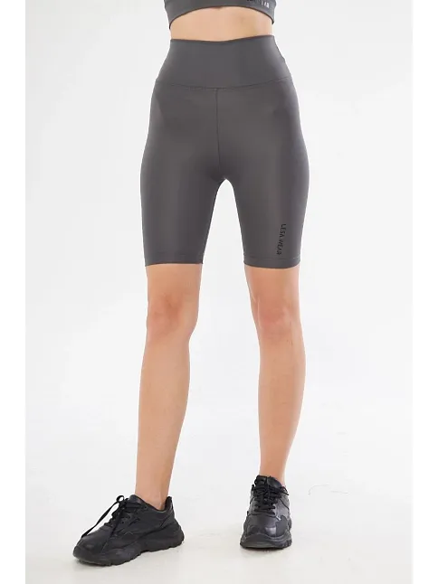 Yüksek Bel Biker Sporcu Şort - Füme