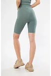 Yüksek Bel Fitilli Biker Baskılı Şort - Mint Yeşili