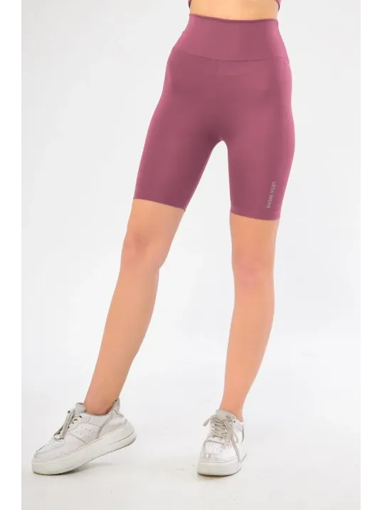 Yüksel Bel Dalgıç Biker Şort - Mor