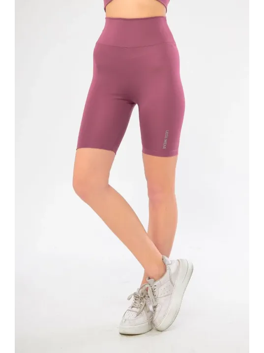 Yüksel Bel Dalgıç Biker Şort - Mor