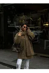 Yün Cıkartılabilen Atkılı ,kaban İkili Takım- Kahve