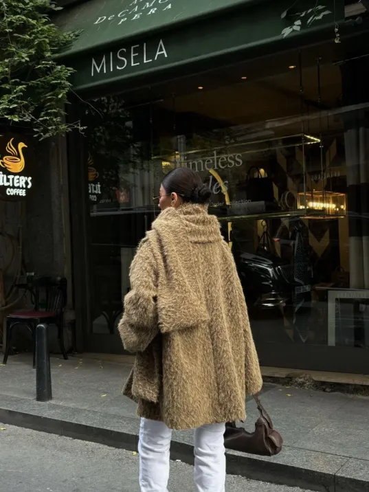 Yün Cıkartılabilen Atkılı ,kaban İkili Takım- Kahve Yün Cıkartılabilen Atkılı ,kaban İkili Takım- Kahve