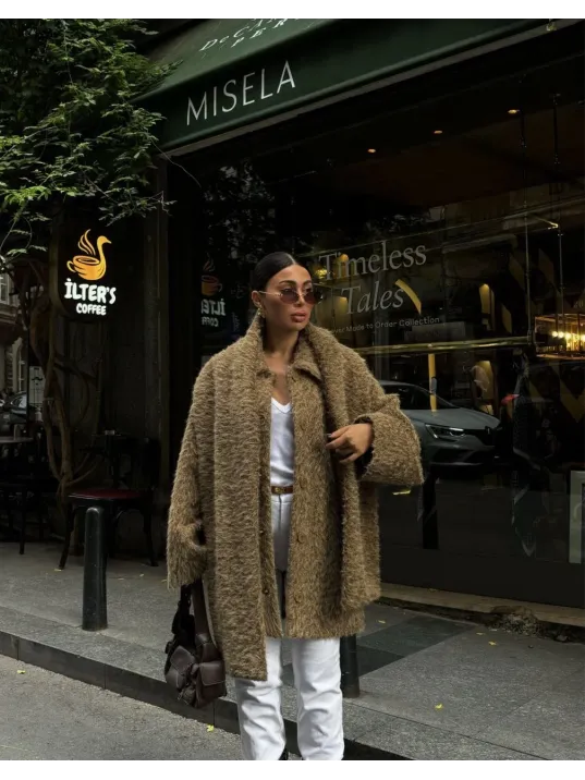 Yün Cıkartılabilen Atkılı ,kaban İkili Takım- Kahve Yün Cıkartılabilen Atkılı ,kaban İkili Takım- Kahve