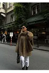 Yün Cıkartılabilen Atkılı ,kaban İkili Takım- Kahve