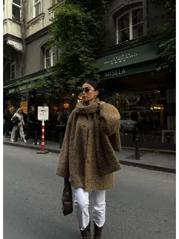 Yün Cıkartılabilen Atkılı ,kaban İkili Takım- Kahve Yün Cıkartılabilen Atkılı ,kaban İkili Takım- Kahve