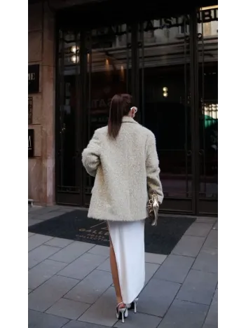 Yün Keçe Görünümlü Blazer Ceket Kaban- Çimen Yeşili Yün Keçe Görünümlü Blazer Ceket Kaban- Çimen Yeşili