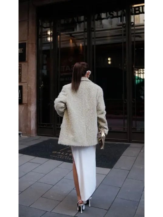 Yün Keçe Görünümlü Blazer Ceket Kaban- Çimen Yeşili Yün Keçe Görünümlü Blazer Ceket Kaban- Çimen Yeşili