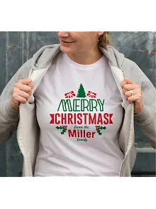 Merry Chrıstmas From The Miller Baskılı T-shirt - Beyaz