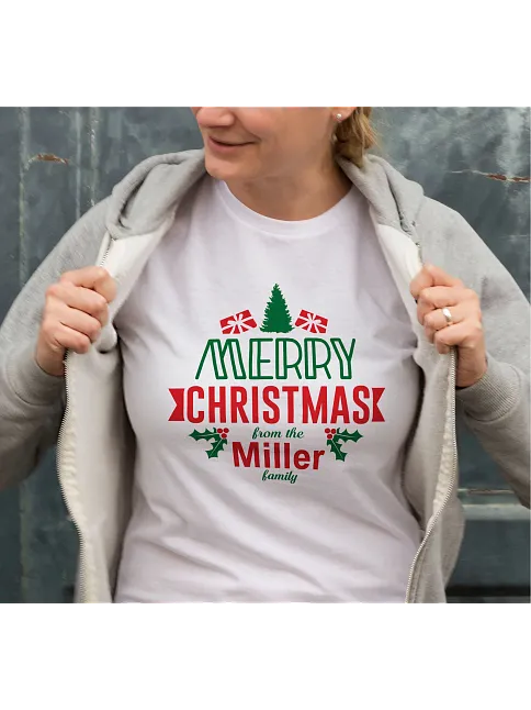 Merry Chrıstmas From The Miller Baskılı T-shirt - Beyaz