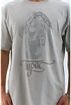 Unisex Oversize Taşlı Bisiklet Yaka T-shirt - Gri