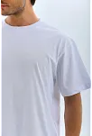 Erkek Düz Yazlık Kısa Kol Tişört Bisiklet Yaka Oversize T-shirt - Beyaz