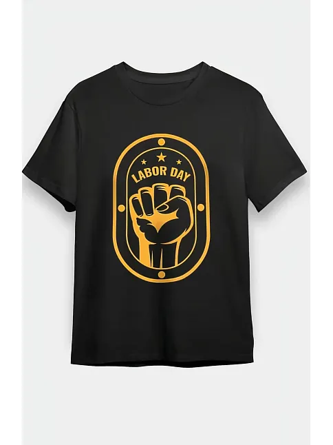 1 Mayıs Labor Day Emekçi Temalı Baskılı Oversize Bisiklet Yaka T-shirt - Siyah 1 Mayıs Labor Day Emekçi Temalı Baskılı Oversize Bisiklet Yaka T-shirt - Siyah