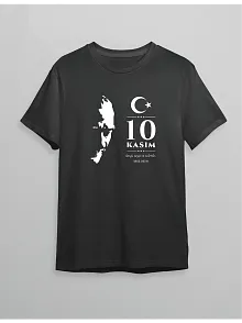10 Kasım Atatürk Anma Günü Silüet Baskılı Oversize Bisiklet Yaka T-shirt - Siyah 10 Kasım Atatürk Anma Günü Silüet Baskılı Oversize Bisiklet Yaka T-shirt - Siyah