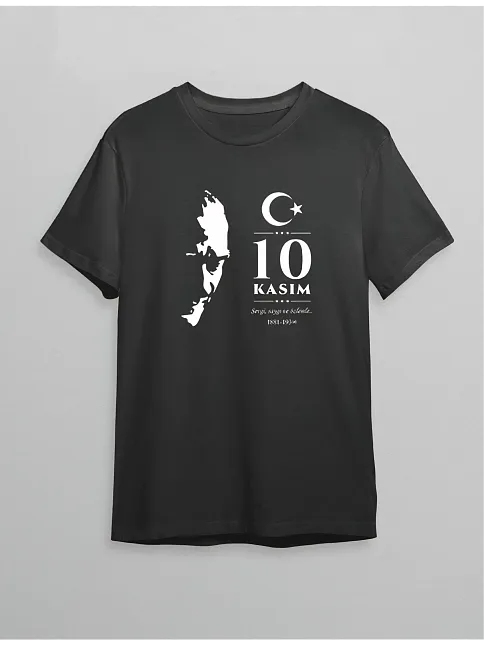 10 Kasım Atatürk Anma Günü Silüet Baskılı Oversize Bisiklet Yaka T-shirt - Siyah 10 Kasım Atatürk Anma Günü Silüet Baskılı Oversize Bisiklet Yaka T-shirt - Siyah