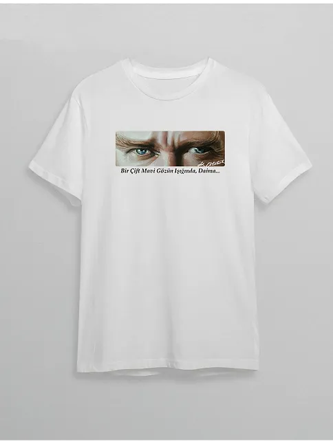 10 Kasım Atatürk'ü Anma Günü Baskılı Oversize Bisiklet Yaka T-shirt - Beyaz