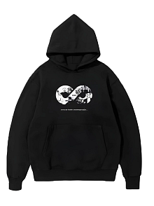 Erkek 10 Kasıma Özel 3 İplik Kapüşonlu Baskılı Sweatshirt Hoodie - Siyah