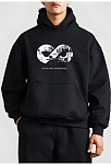 Erkek 10 Kasıma Özel 3 İplik Kapüşonlu Baskılı Sweatshirt Hoodie - Siyah