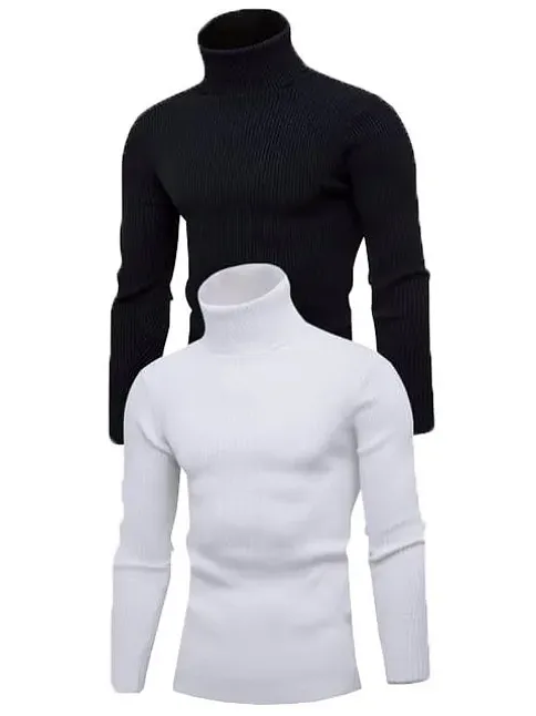 Erkek 2 Adet Kaşkorse Boğazlı Full Likralı Fitilli Slimfit Body