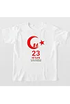 Çocuk 23 Nisan Ulusal Egemenlik Ve Çocuk Bayramı Baskılı Bisiklet Yaka T-shirt - Beyaz Çocuk 23 Nisan Ulusal Egemenlik Ve Çocuk Bayramı Baskılı Bisiklet Yaka T-shirt - Beyaz