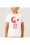Çocuk 23 Nisan Ulusal Egemenlik Ve Çocuk Bayramı Baskılı Bisiklet Yaka T-shirt - Beyaz Çocuk 23 Nisan Ulusal Egemenlik Ve Çocuk Bayramı Baskılı Bisiklet Yaka T-shirt - Beyaz