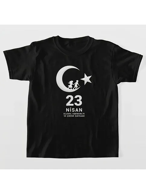 Çocuk 23 Nisan Ulusal Egemenlik Ve Çocuk Bayramı Baskılı Bisiklet Yaka T-shirt - Siyah Çocuk 23 Nisan Ulusal Egemenlik Ve Çocuk Bayramı Baskılı Bisiklet Yaka T-shirt - Siyah