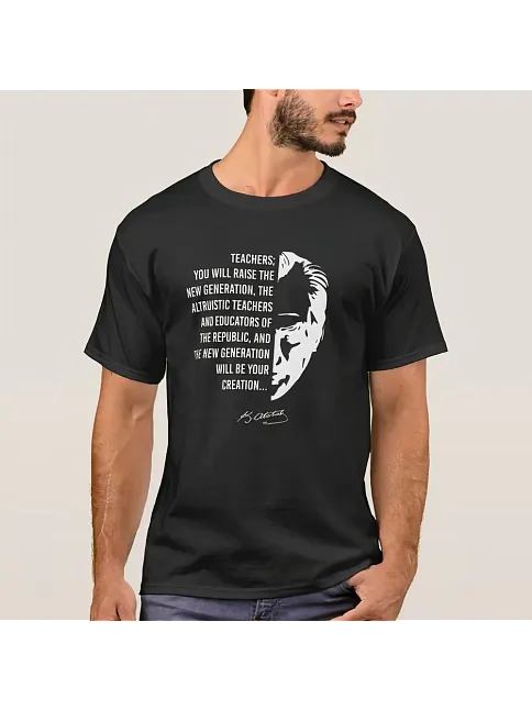24 Kasım Öğretmenler Günü Temalı Baskılı Bisiklet Yaka T-shirt - Siyah 24 Kasım Öğretmenler Günü Temalı Baskılı Bisiklet Yaka T-shirt - Siyah