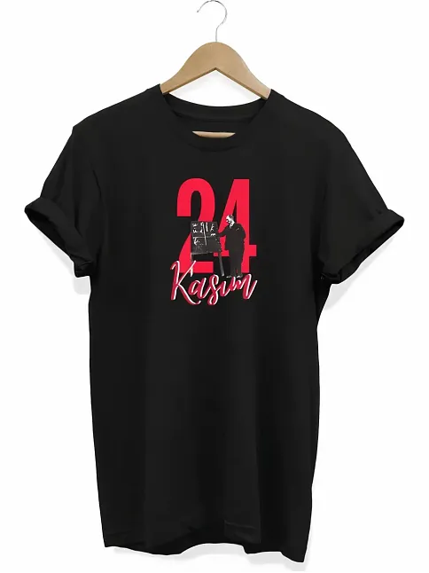 24 Kasım Öğretmenler Günü Öğretmen Hediyesi Baskılı Oversize T-shirt - Siyah