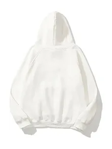 Kadın Kapüşonlu Kanguru Cepli 3 İplik Pamuklu Düz Hoodie Sweatshirt - Beyaz