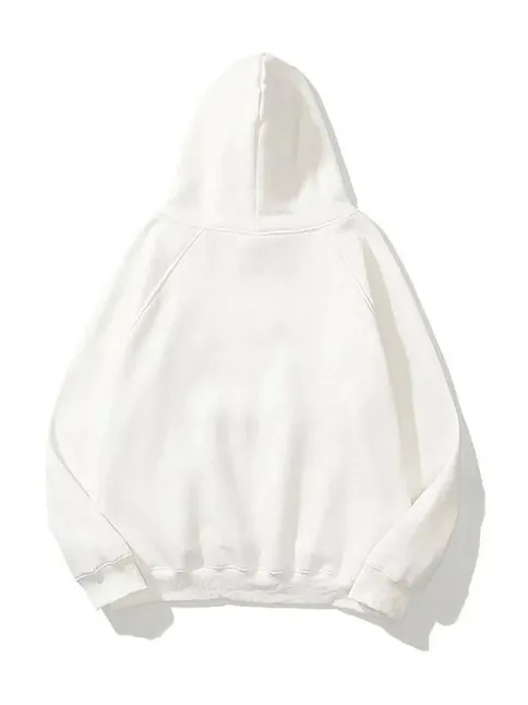 Kadın Kapüşonlu Kanguru Cepli 3 İplik Pamuklu Düz Hoodie Sweatshirt - Beyaz