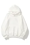 Kadın Kapüşonlu Kanguru Cepli 3 İplik Pamuklu Düz Hoodie Sweatshirt - Beyaz
