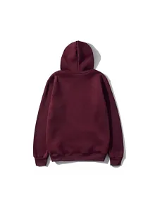 Kadın 3 İplik Pamuklu Kapüşonlu Kanguru Cepli Düz Hoodie Sweatshirt - Bordo