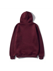 Kadın 3 İplik Pamuklu Kapüşonlu Kanguru Cepli Düz Hoodie Sweatshirt - Bordo