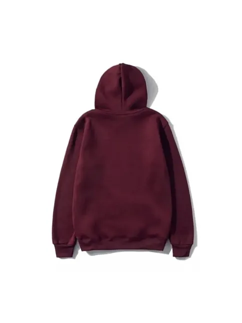 Kadın 3 İplik Pamuklu Kapüşonlu Kanguru Cepli Düz Hoodie Sweatshirt - Bordo