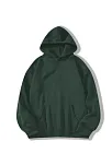 Kadın Kapüşonlu Kanguru Cepli 3 İplik Pamuklu Düz Hoodie Sweatshirt - Haki