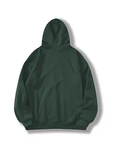 Kadın Kapüşonlu Kanguru Cepli 3 İplik Pamuklu Düz Hoodie Sweatshirt - Haki