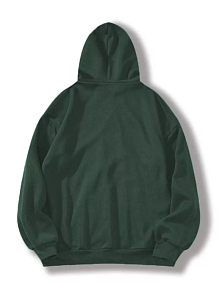 Kadın Kapüşonlu Kanguru Cepli 3 İplik Pamuklu Düz Hoodie Sweatshirt - Haki