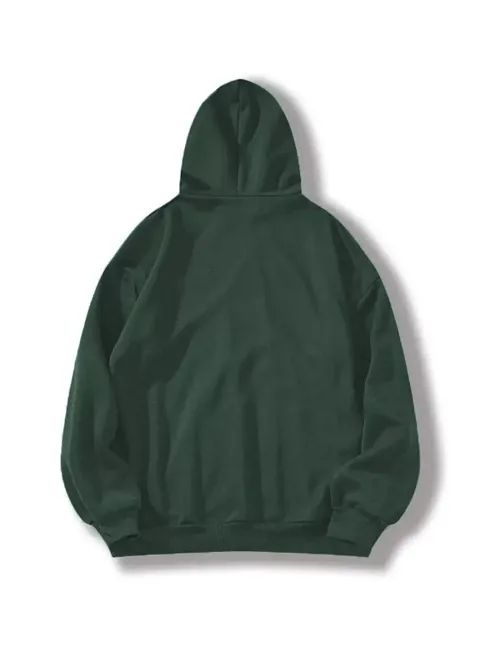 Kadın Kapüşonlu Kanguru Cepli 3 İplik Pamuklu Düz Hoodie Sweatshirt - Haki