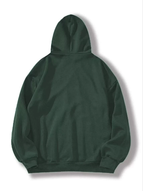 Kadın Kapüşonlu Kanguru Cepli 3 İplik Pamuklu Düz Hoodie Sweatshirt - Haki