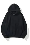 Kadın Kapüşonlu Kanguru Cepli 3 İplik Pamuklu Düz Hoodie Sweatshirt - Siyah