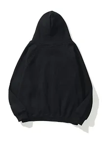 Kadın Kapüşonlu Kanguru Cepli 3 İplik Pamuklu Düz Hoodie Sweatshirt - Siyah