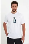 Erkek T-shirt Penguen Baskılı Bisiklet Yaka Kısa Kol Yazlık Tişört - Beyaz Erkek T-shirt Penguen Baskılı Bisiklet Yaka Kısa Kol Yazlık Tişört - Beyaz