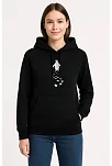 Kadın 3 İplik Pamuklu Kapüşonlu Hoodie Sweatshirt Nihilist Penguen Baskılı - Siyah Kadın 3 İplik Pamuklu Kapüşonlu Hoodie Sweatshirt Nihilist Penguen Baskılı - Siyah