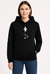 Kadın 3 İplik Pamuklu Kapüşonlu Hoodie Sweatshirt Nihilist Penguen Baskılı - Siyah Kadın 3 İplik Pamuklu Kapüşonlu Hoodie Sweatshirt Nihilist Penguen Baskılı - Siyah