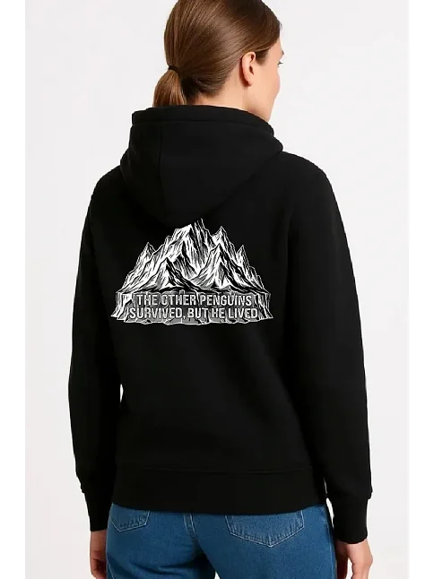Kadın 3 İplik Pamuklu Kapüşonlu Hoodie Sweatshirt Nihilist Penguen Baskılı - Siyah Kadın 3 İplik Pamuklu Kapüşonlu Hoodie Sweatshirt Nihilist Penguen Baskılı - Siyah