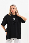 Kadın T-shirt Penguen Baskılı Bisiklet Yaka Kısa Kol Yazlık Tişört - Siyah Kadın T-shirt Penguen Baskılı Bisiklet Yaka Kısa Kol Yazlık Tişört - Siyah