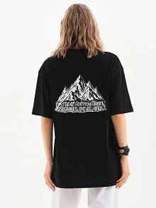 Kadın T-shirt Penguen Baskılı Bisiklet Yaka Kısa Kol Yazlık Tişört - Siyah