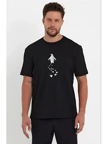 Erkek T-shirt Nihilist Penguen Baskılı Bisiklet Yaka Kısa Kol Yazlık Tişört - Siyah Erkek T-shirt Nihilist Penguen Baskılı Bisiklet Yaka Kısa Kol Yazlık Tişört - Siyah